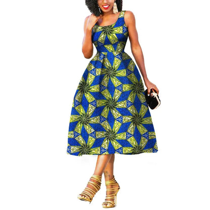 Elegant Sleeveless African Print Dress - Prolyf Styles