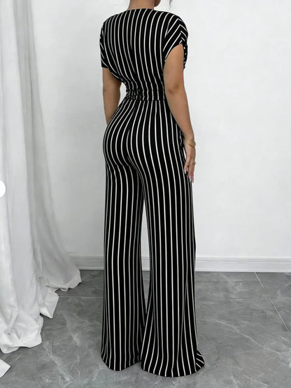 Slanted Shoulder Wide Leg Jumpsuit