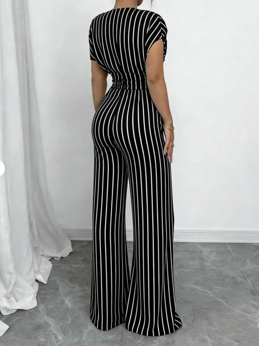 Slanted Shoulder Wide Leg Jumpsuit