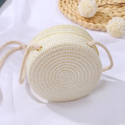 Handmade Round Rattan Crossbody Bag