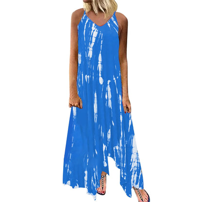 Split Sleeveless Tie-Dye Long Dress