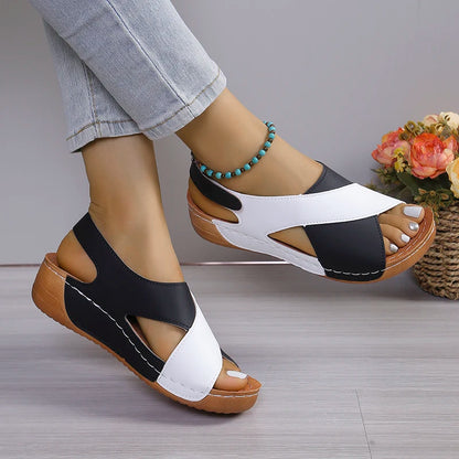 Casual Style Colorblock Wedge Sandals