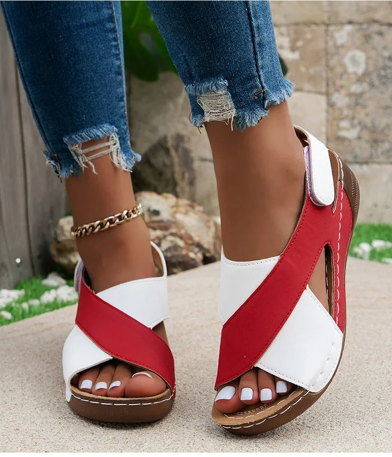 Casual Style Colorblock Wedge Sandals