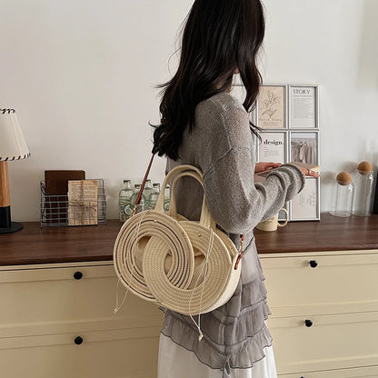 Aura Woven Straw Shoulder Handbag