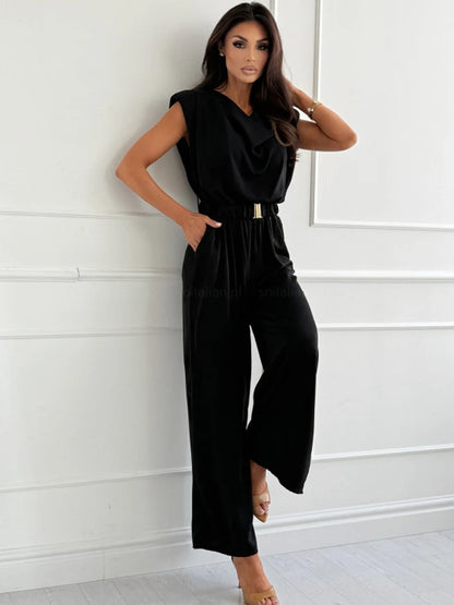 Sophia Elegant Wide Leg Jumpsuit with Belt