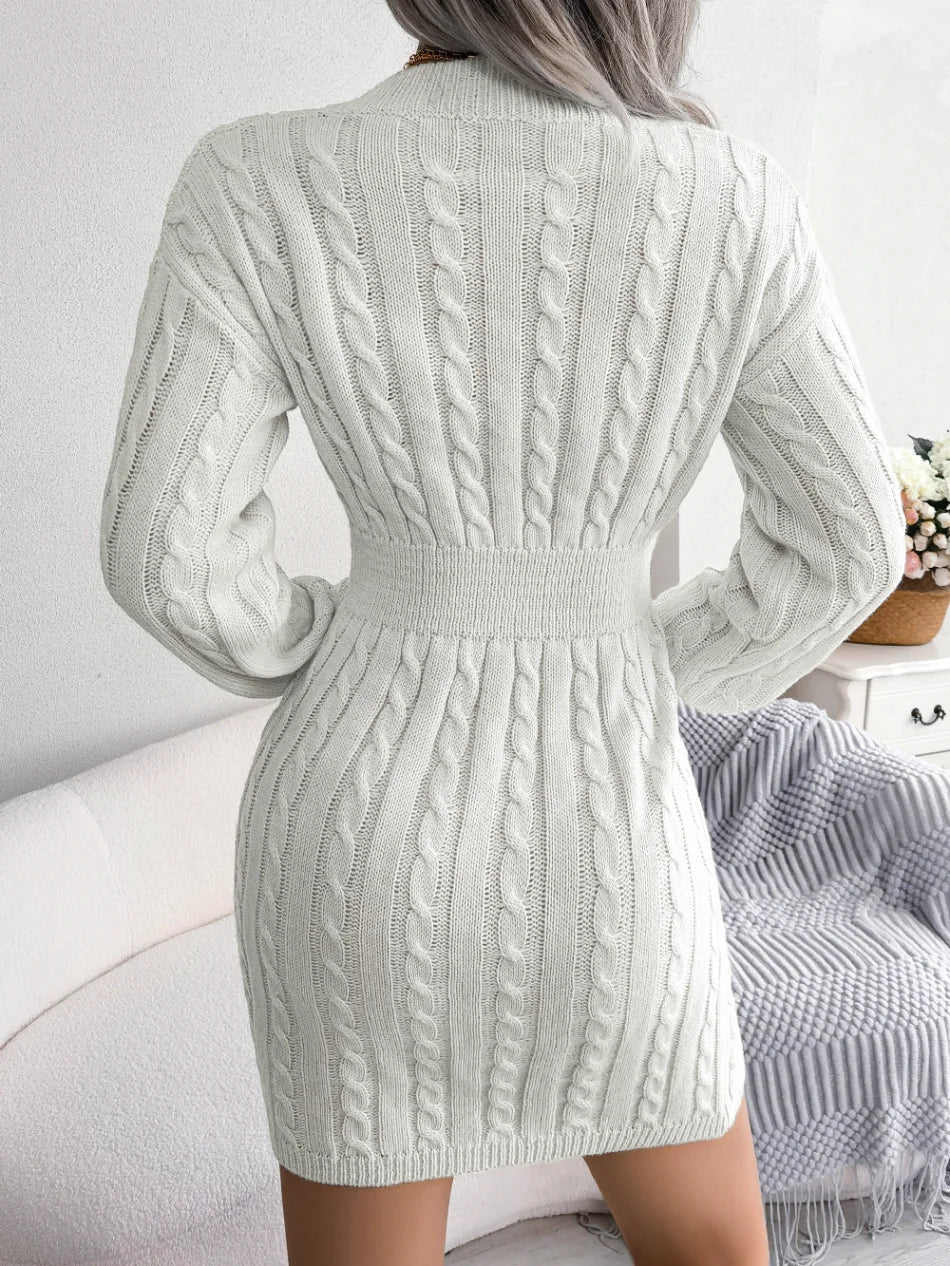 Chic V-Neck Sweater Dress