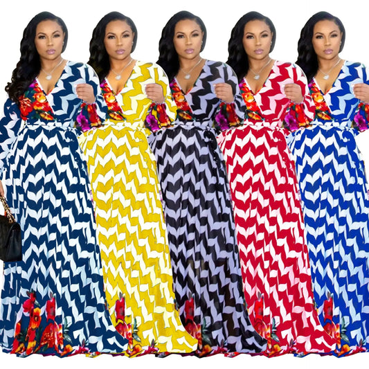 Women's Printed Wrap Maxi Dress