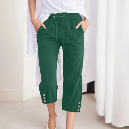 Cotton Linen Capri Pants For Women