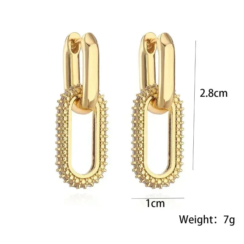 Luminous Spark Rectangle Zircon Earrings