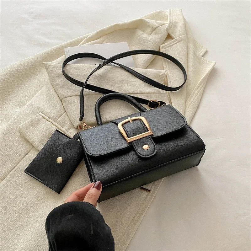 Structured Buckle Top-Handle Mini Bag