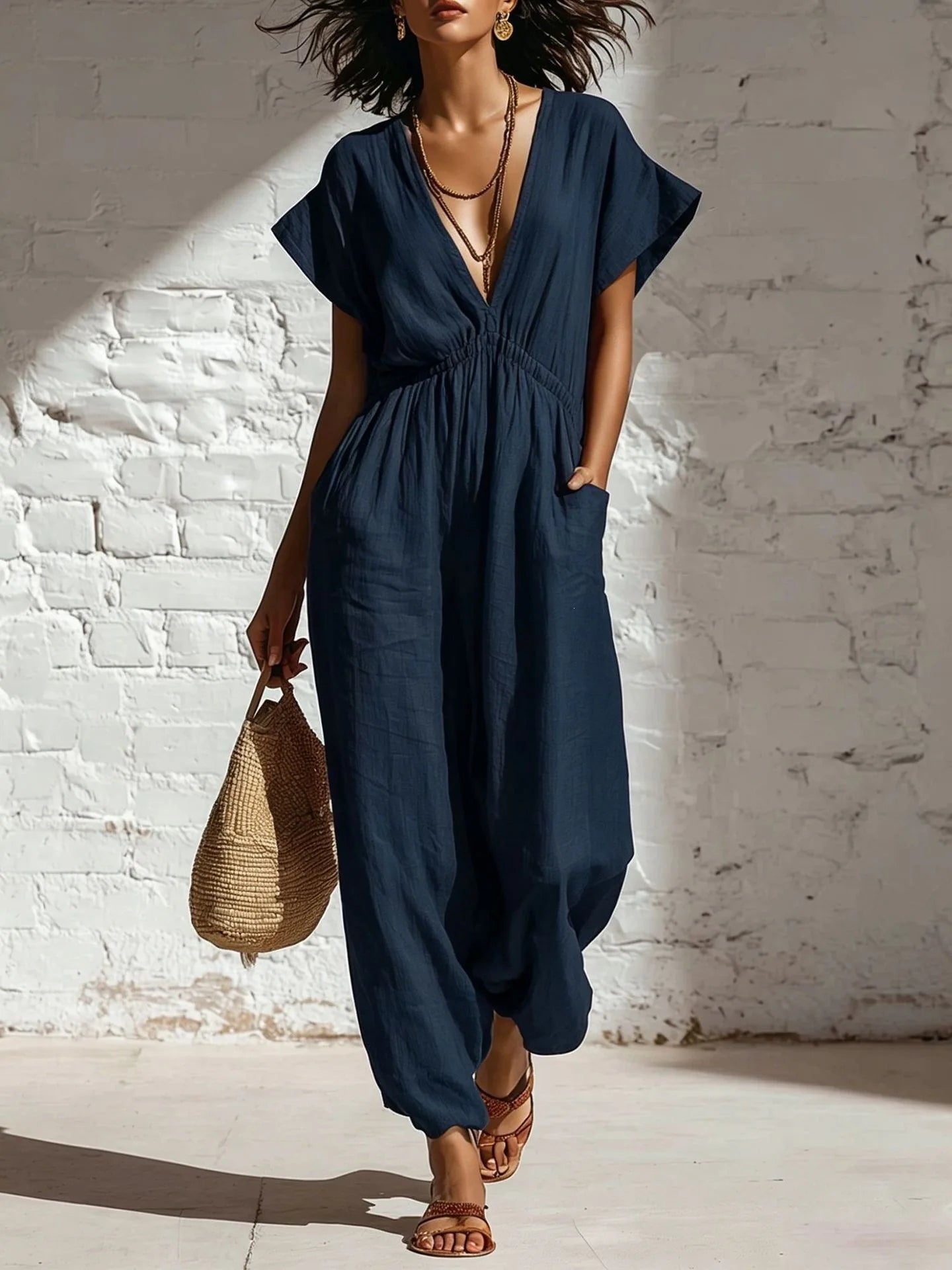 Marrakech Breeze V-Neck Harem Jumpsuit