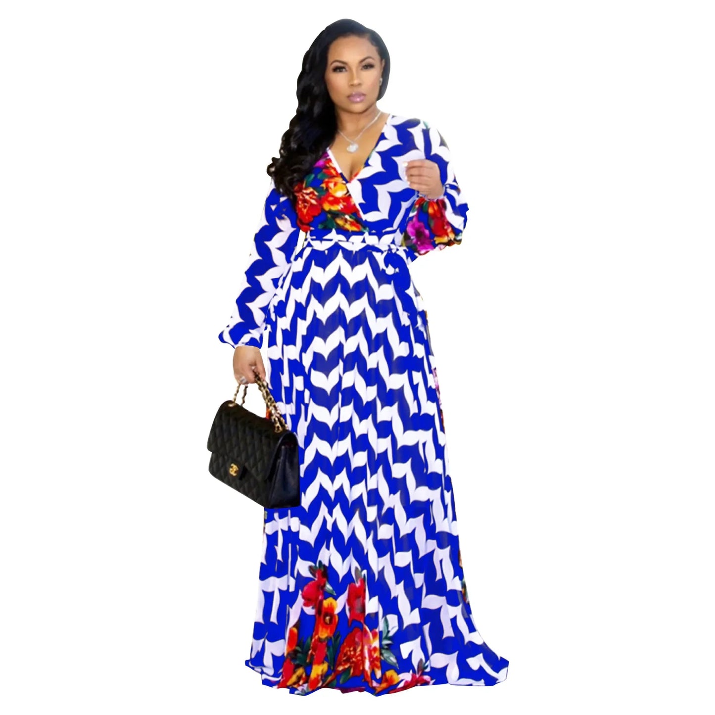 Women's Printed Wrap Maxi Dress