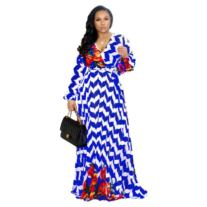 Women's Printed Wrap Maxi Dress