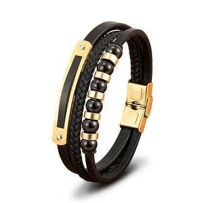 Braided Leather Statement Bracelet