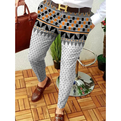 Smart Print Slim Pencil Pants