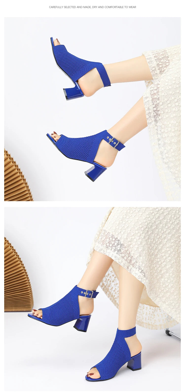 Chic Knit Peep Toe Sandals