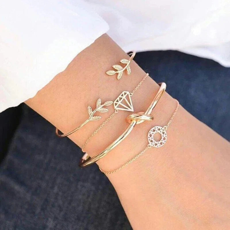 Gold Charm Bracelet Set