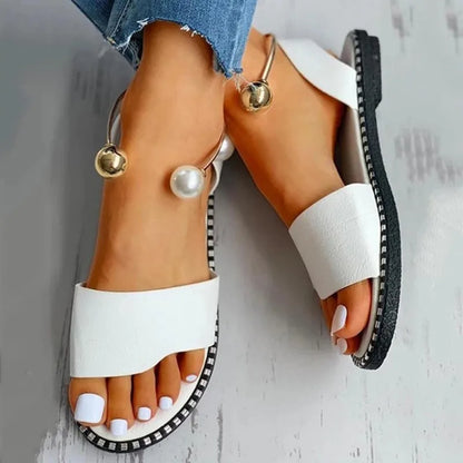 Pearly Bead Slingback Sandals