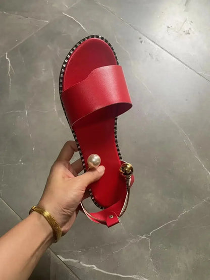 Pearly Bead Slingback Sandals