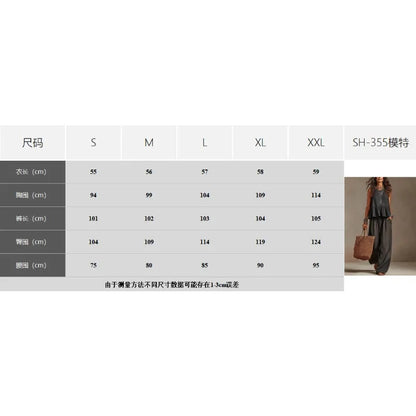 Women's Boho Linen Wide Leg Pant Set