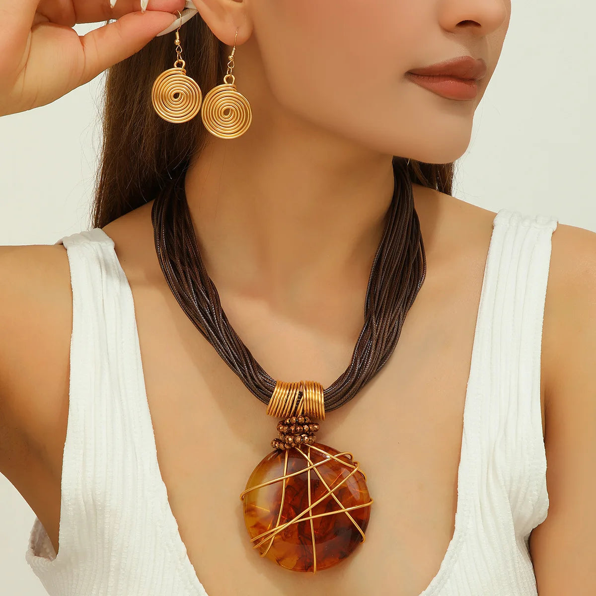 Hand-Woven Resin & Aluminum Statement Set