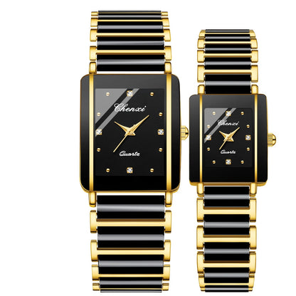 Two black and gold watches with 'Chenxi' branding on a white background