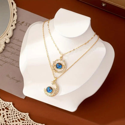 Celestial Zircon Moon Necklace