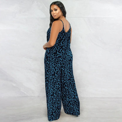 Leopard Print Spaghetti Strap Jumpsuit