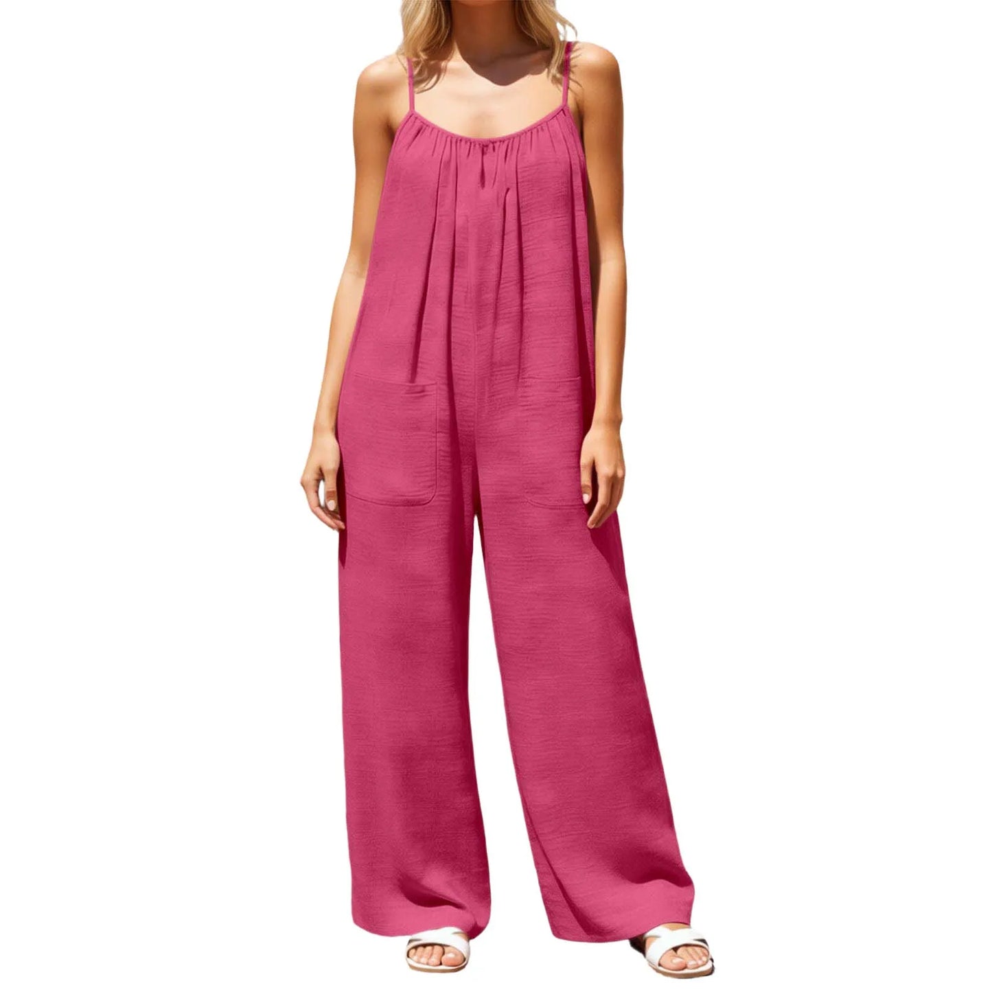 Flowy Backless Wide Leg Spaghetti Strap Jumpsuit