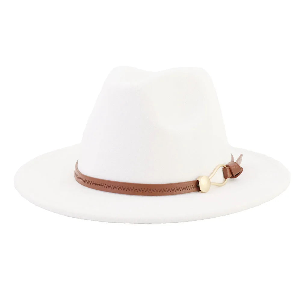 Belt Buckle Wide Brim Fedora Hat