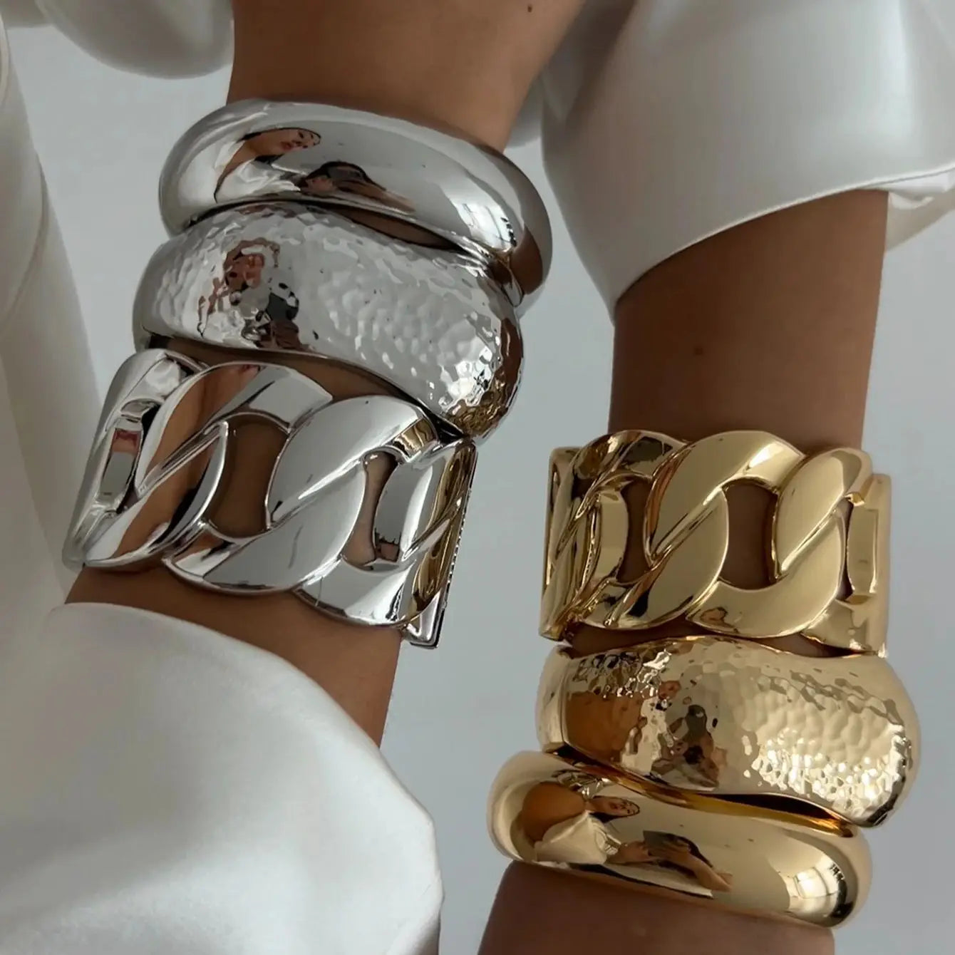 Bold Metal Statement Cuff Bracelet