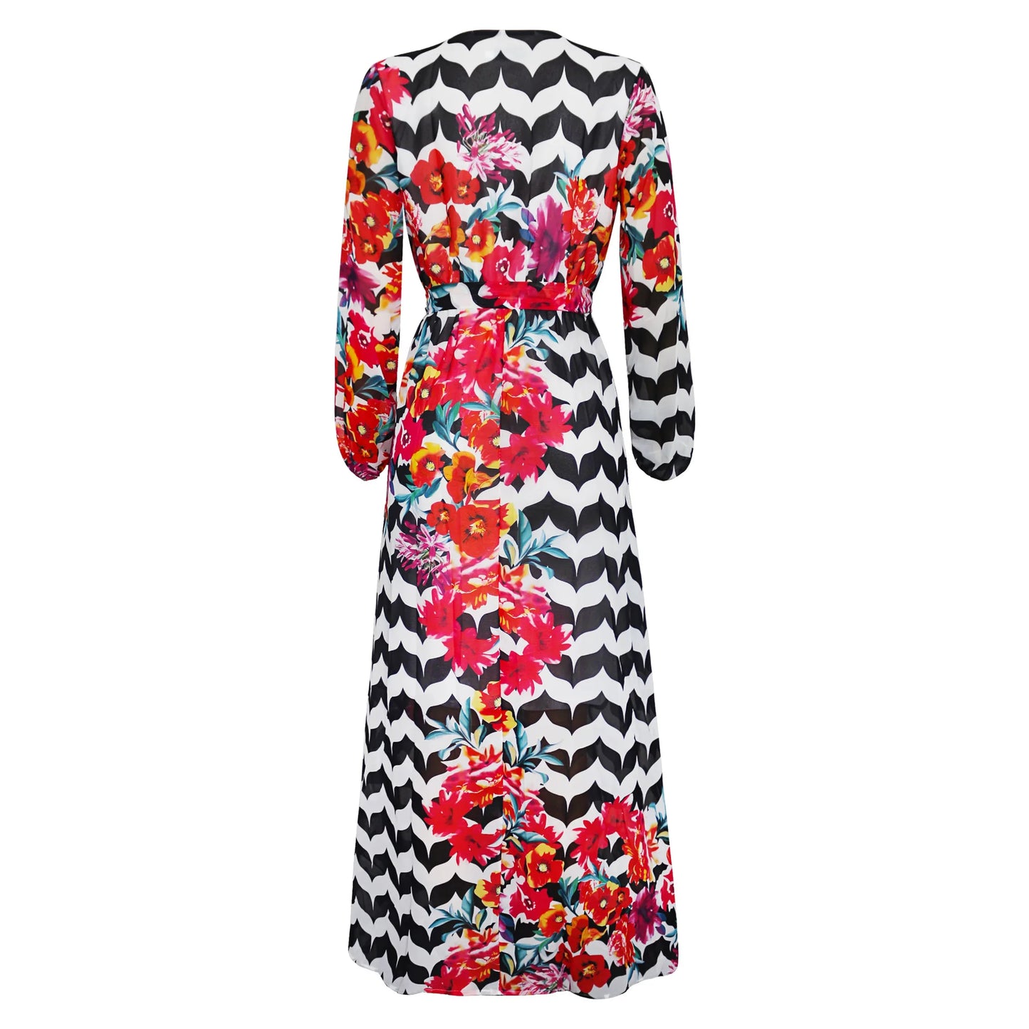 Women's Printed Wrap Maxi Dress