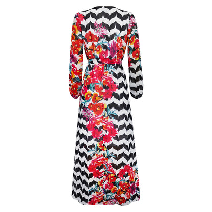 Women's Printed Wrap Maxi Dress