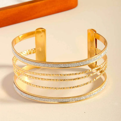 Frosted Gold Geometric Cuff Bracelet