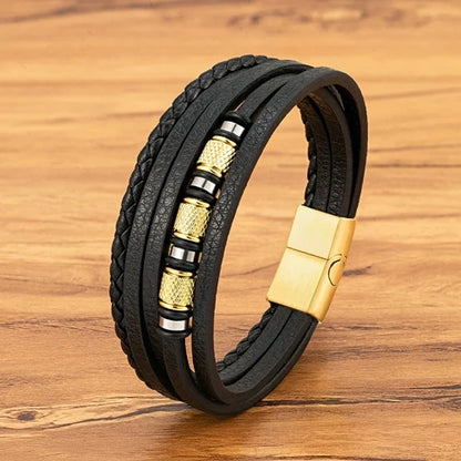 Braided Leather Statement Bracelet
