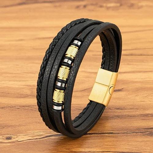 Braided Leather Statement Bracelet