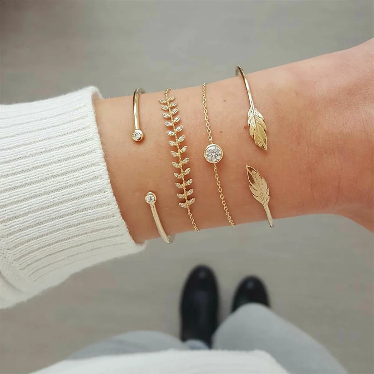 Geometric Silver & Gold Bracelet