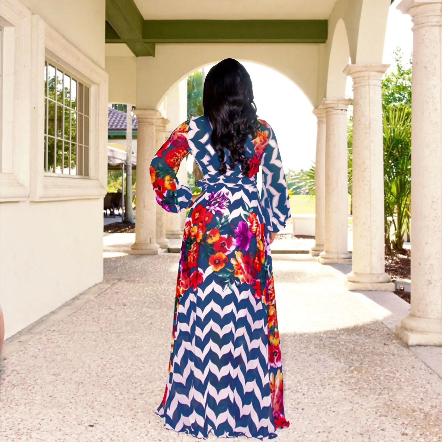 Women's Printed Wrap Maxi Dress
