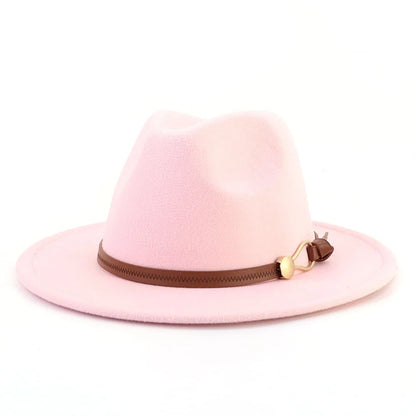 Belt Buckle Wide Brim Fedora Hat