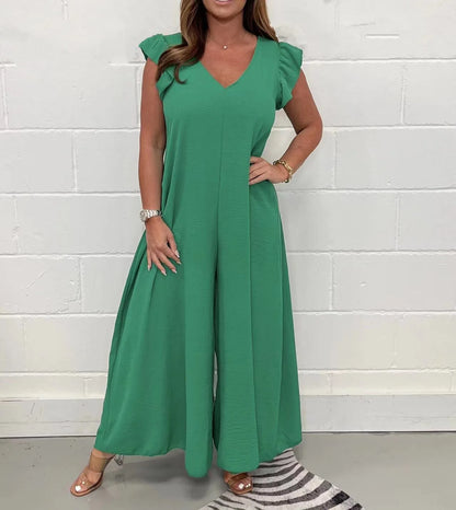 Elegant V-Neck Ruffle Jumpsuit