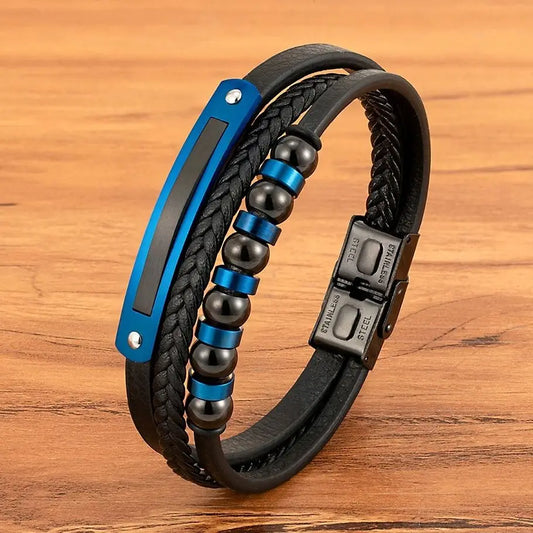 Braided Leather Statement Bracelet