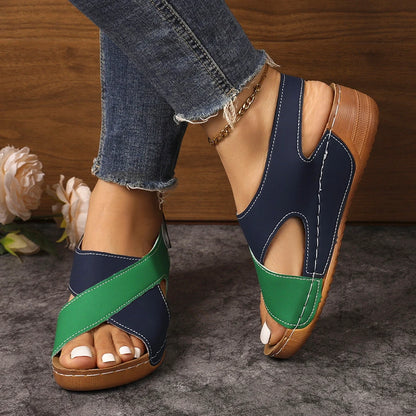 Casual Style Colorblock Wedge Sandals