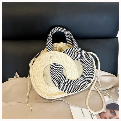 Aura Woven Straw Shoulder Handbag