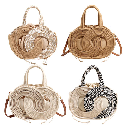 Aura Woven Straw Shoulder Handbag