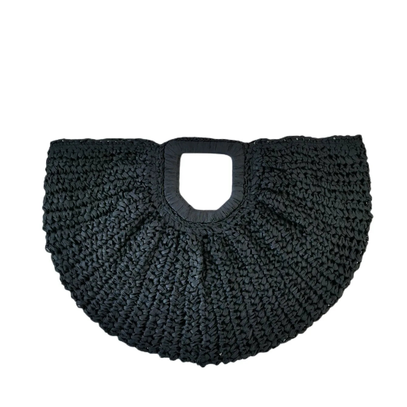 Handmade Half Moon Straw Tote Bag