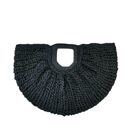 Handmade Half Moon Straw Tote Bag