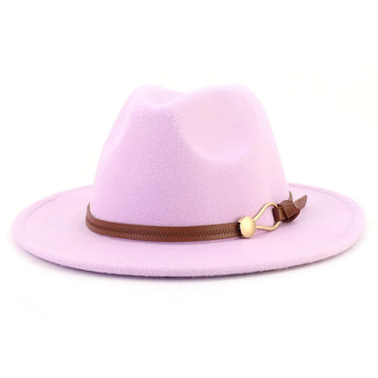 Belt Buckle Wide Brim Fedora Hat