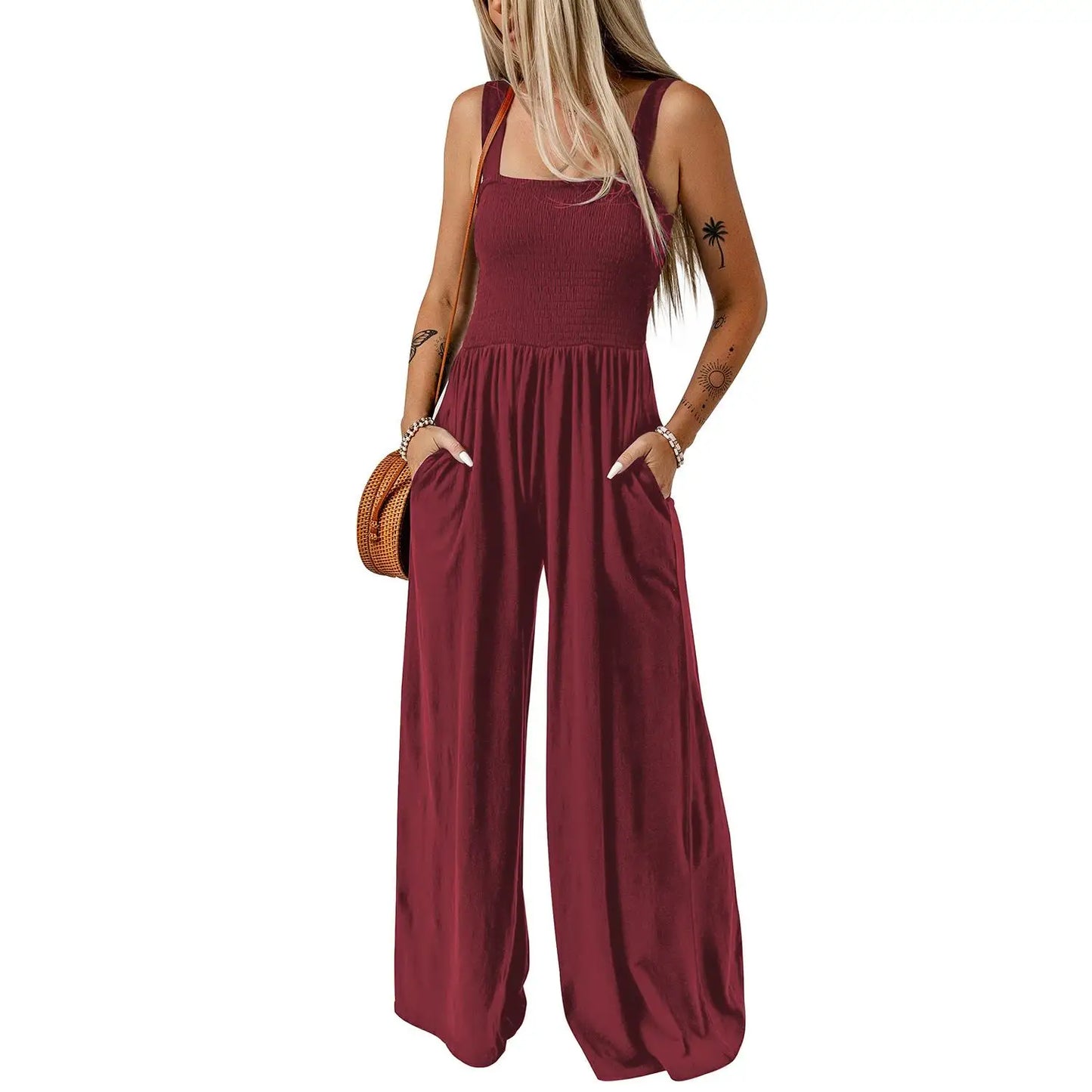 Women's Square Neck Wide Leg Jumpsuit