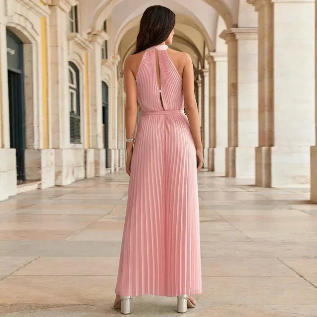Stylish Halter Neck Wide-Leg Jumpsuit