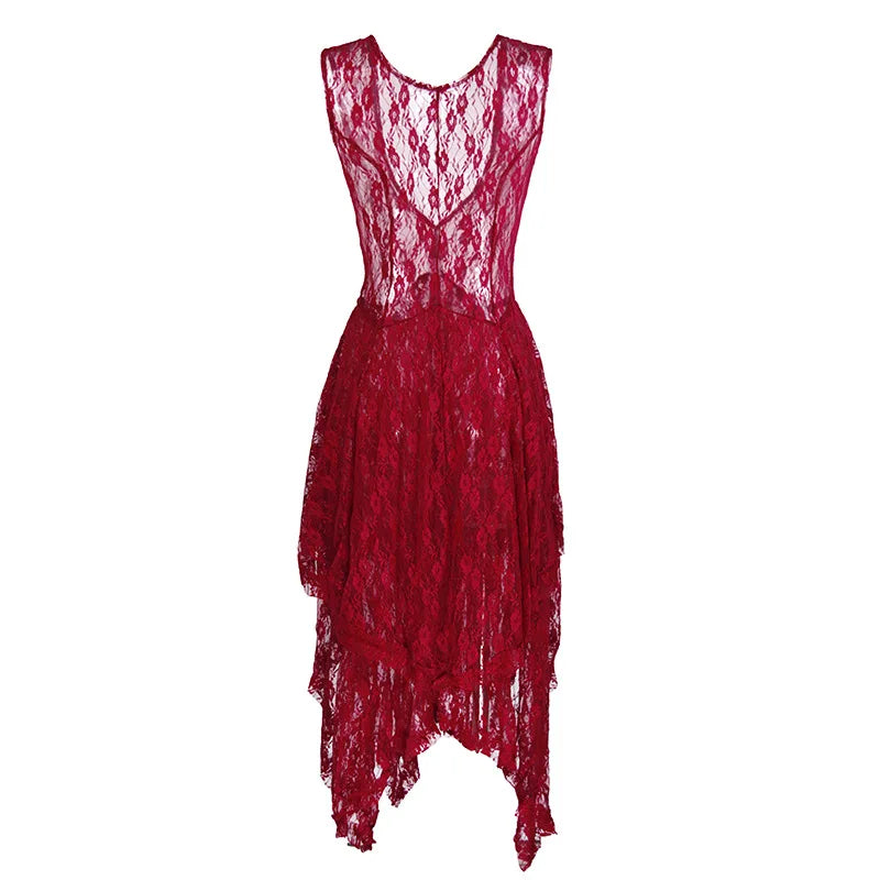 Enchanted Lace Handkerchief-Hem Dress